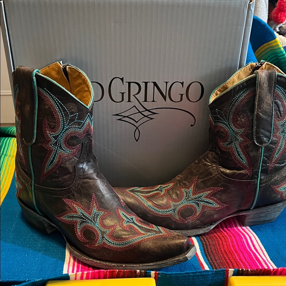 Old Gringo Brown Boots with Colorful Embroidery